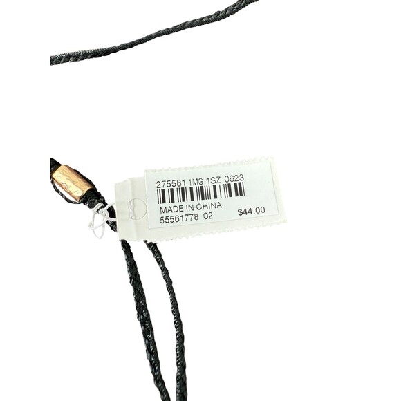 J. Jill Half Moon Pendant Necklace Hammered Gold Tone Semi Circle Cord Adjusts - Picture 9 of 9